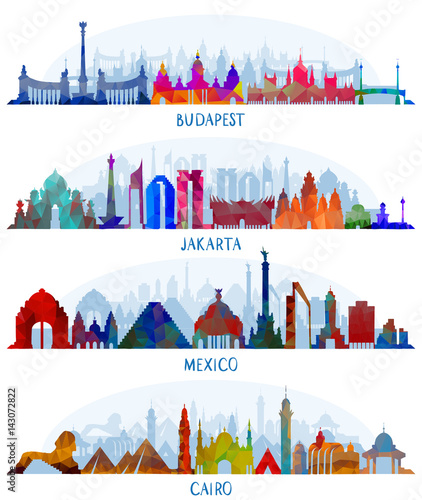 vector architecture (Mexico, Budapest, Jakarta and Cairo)