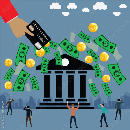 Finance and economy,money flying into plastic money,credit card