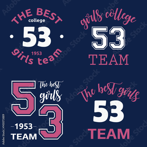 The best girls team college logo 53 isolated vector set