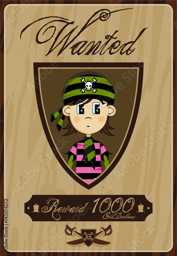 Cartoon Pirate Buccaneer Wanted Poster