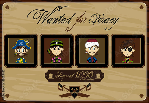 Cartoon Pirate Buccaneer Wanted Poster