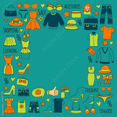 Sale Shopping Market Internet shop Discount Vector set of doodle icons for sale