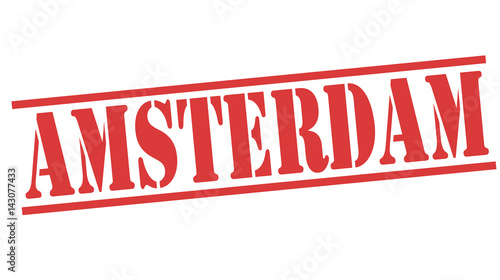 Amsterdam red stamp on white background