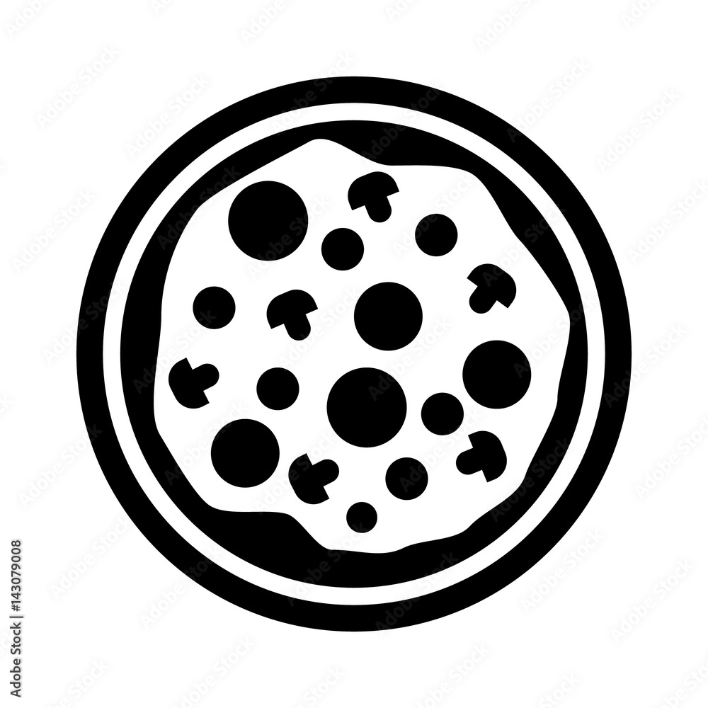 Silhouette of a pizza. Isolated on white Silhouette of a pizza. Isolated on white