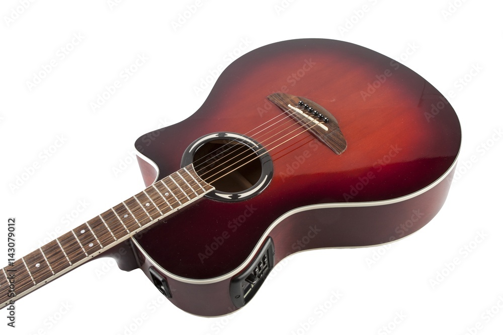Obraz premium acoustic guitar on white background