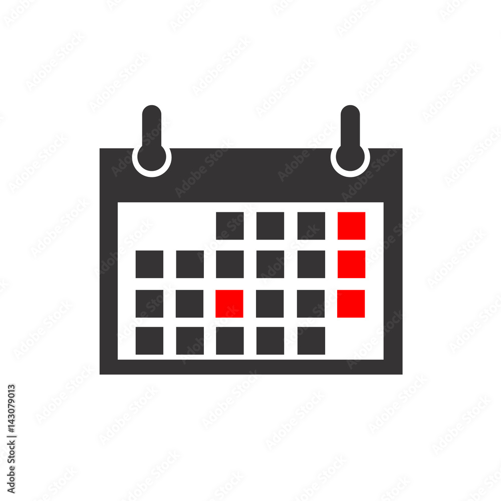 Silhouettes of calendar. Isolated on white