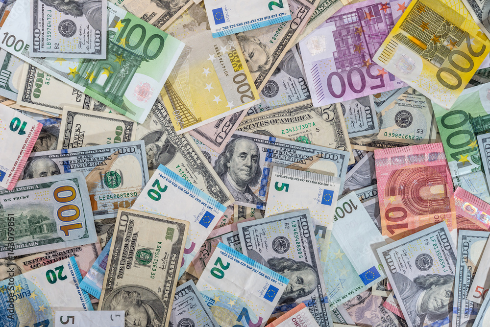 dollar and euro notes for background as business concept. dollar and euro notes for background as business concept.