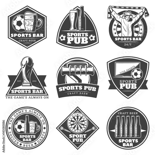 Monochrome Vintage Sport Bar Labels Set 