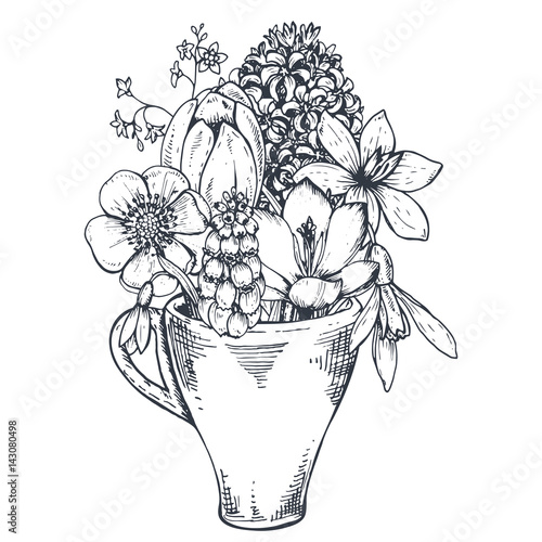 Floral composition. Bouquet with spring flowers.