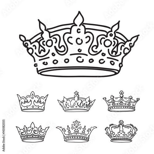 Set of black crowns. Vector icons