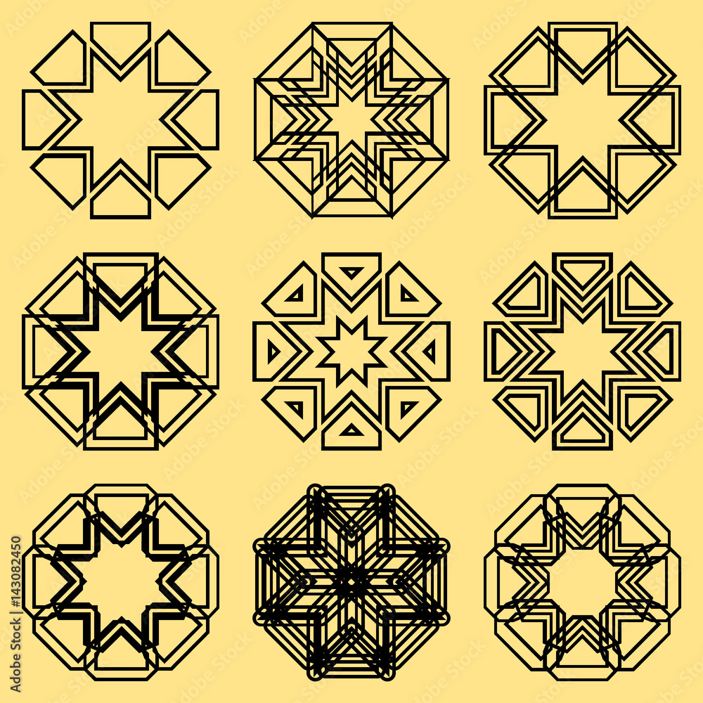 A set of northern ornaments. Motives of northern stars of northern peoples in a set of nine ornaments.
A set of northern ornaments. Motives of northern stars of northern peoples in a set of nine ornaments.
