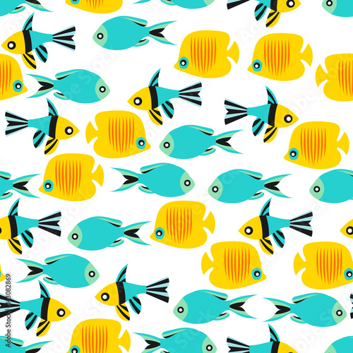 Vector seamless pattern texture with fishes