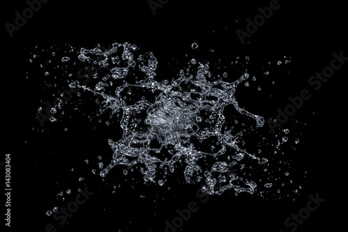 blue water splash set isolated on black background