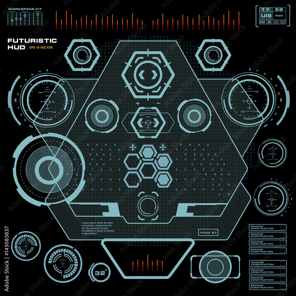 Futuristic blue virtual graphic touch user interface Futuristic blue virtual graphic touch user interface