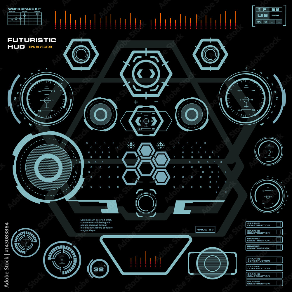 Futuristic blue virtual graphic touch user interface Futuristic blue virtual graphic touch user interface