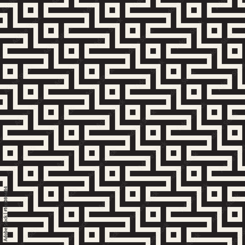 Maze Tangled Lines Contemporary Graphic. Abstract Geometric Background Design. Vector Seamless Pattern.
