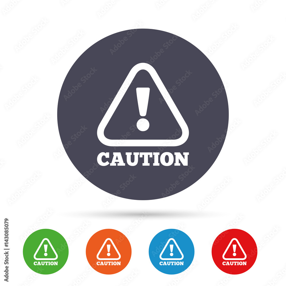 Attention caution sign icon. Exclamation mark. Attention caution sign icon. Exclamation mark.