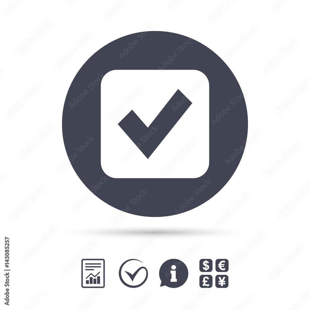 Check mark sign icon. Checkbox button. Check mark sign icon. Checkbox button.
