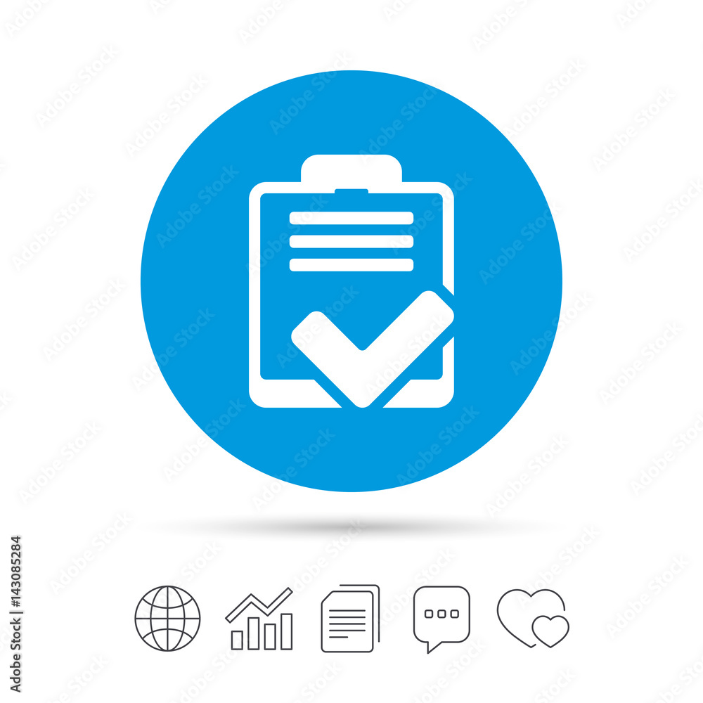 Checklist sign icon. Control list symbol. Checklist sign icon. Control list symbol.