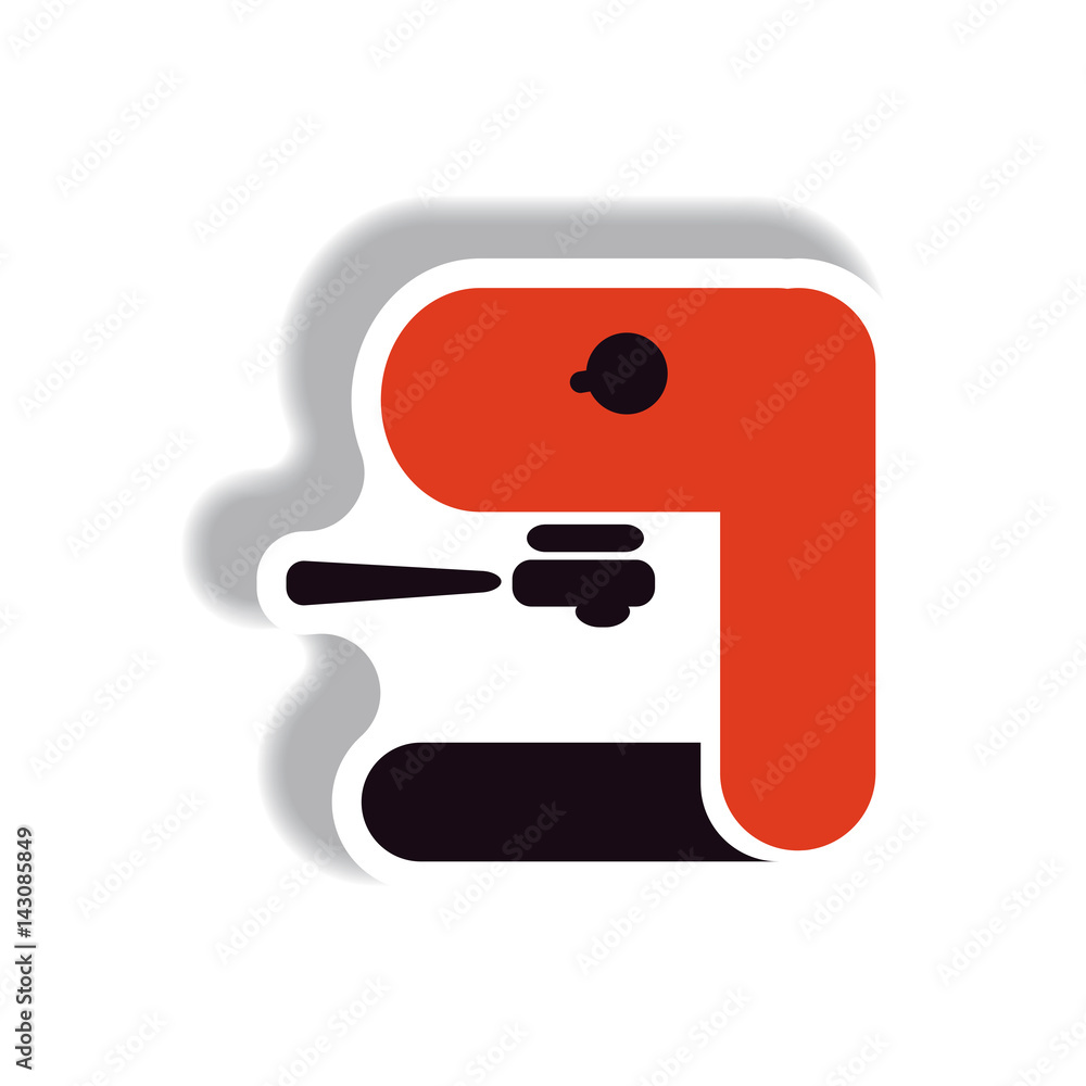 Vector illustration in paper sticker style coffee machine Vector illustration in paper sticker style coffee machine