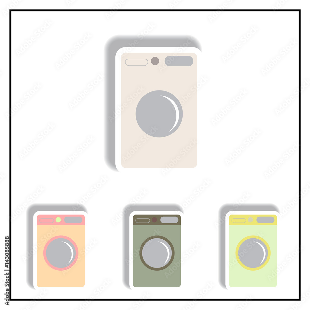 Collection of Vector illustration in paper sticker style washing machine Collection of Vector illustration in paper sticker style washing machine