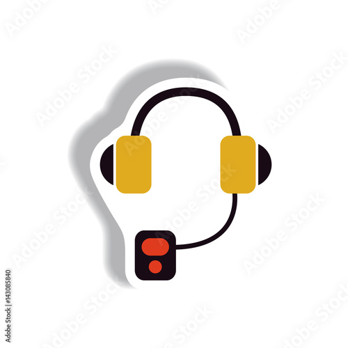 Vector illustration in paper sticker style headphones