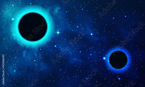 A beautiful deep space with two black holes, vector EPS 10
