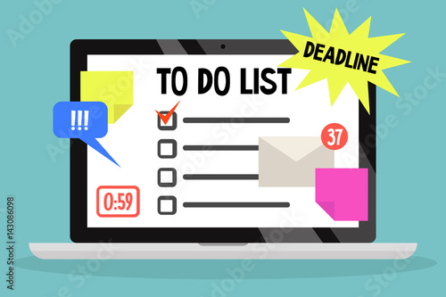 Multitasking. Notifications on the desktop. Stressful situation / flat editable vector illustration, clip art