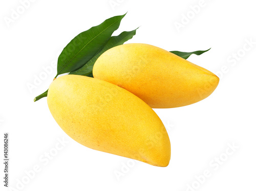 Ripe Thai mango in summer season isolated on white with clipping path