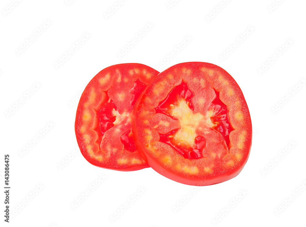 Fresh slice tomato isolated on white background with clipping path Fresh slice tomato isolated on white background with clipping path