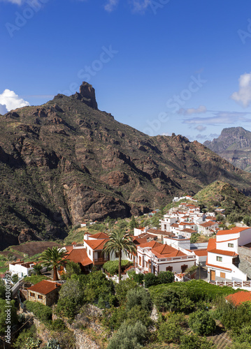 view on mountain Roque Bentayga and villiage Tejeda on gran canaria photo