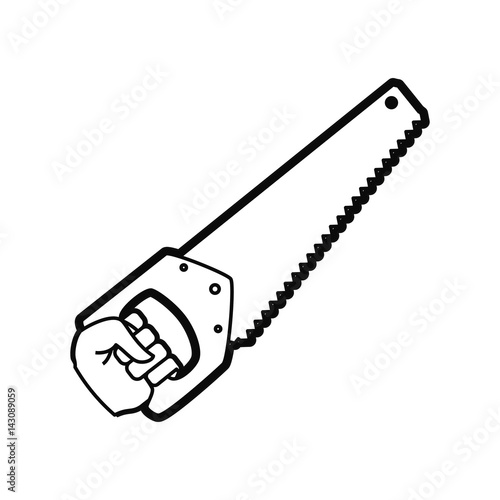 hand holding handsaw vector icon illustration graphic design