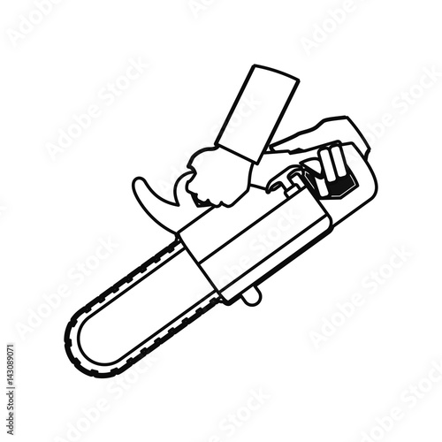 hand chainsaw carpentry tool vector icon illustration graphic design