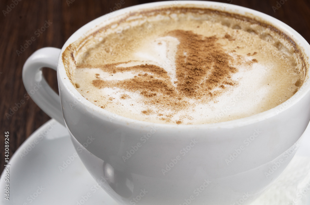 Close up coffee cup with foam Close up coffee cup with foam