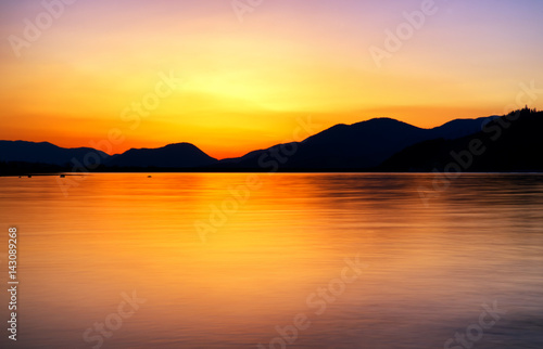 Sunset on lake Liptovska Mara  Slovakia