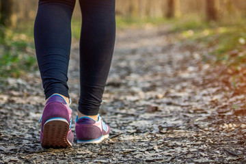 Sierkussen Joggen Sportieve vrouw wandelend door bos  © maryviolet