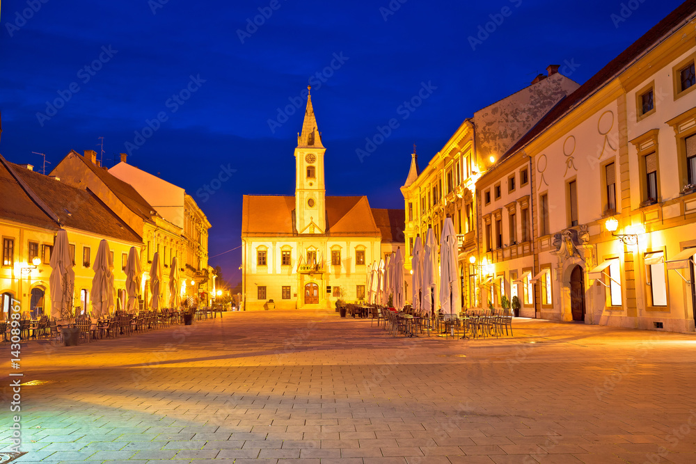 Varazdin baroque square evening view