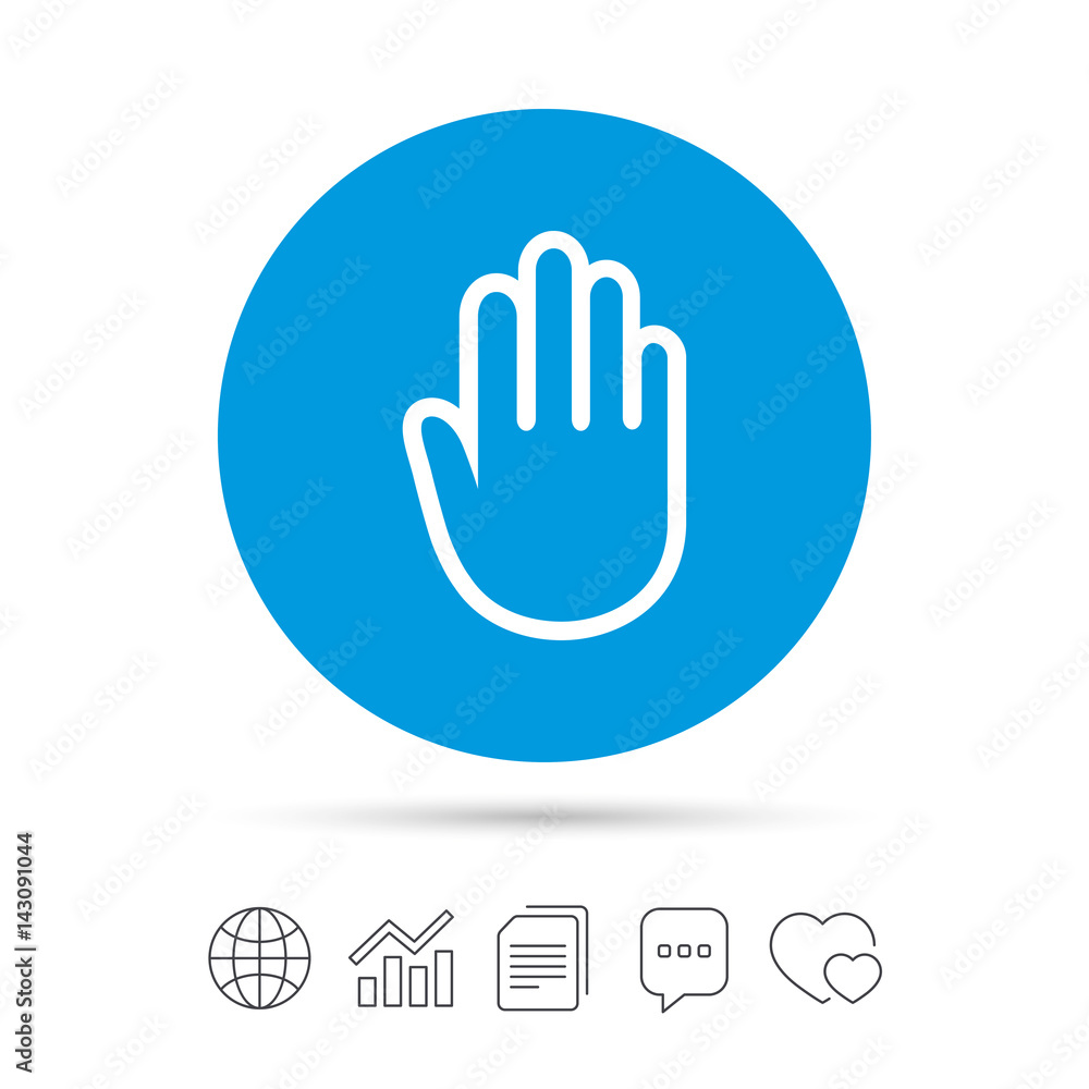 Hand sign icon. No Entry or stop symbol. Hand sign icon. No Entry or stop symbol.