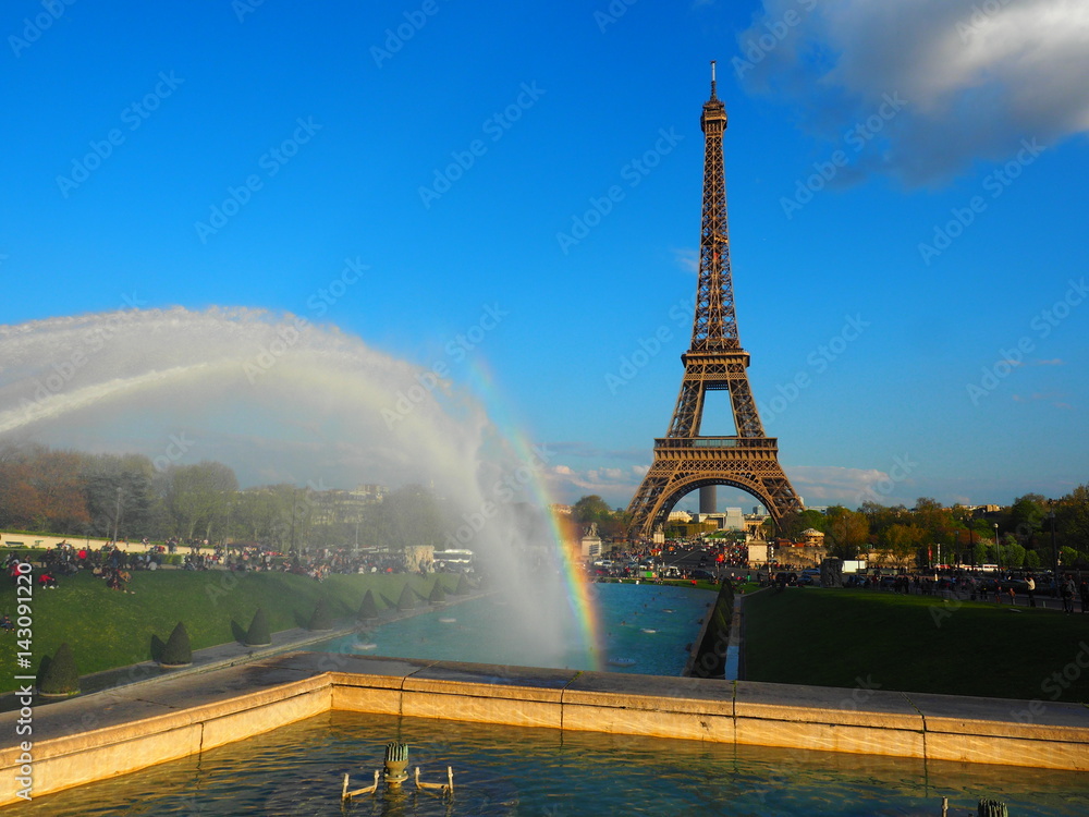 Spectacular Eiffel Tower with beautiful sky