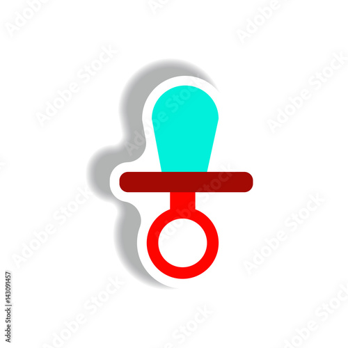 stylish icon in paper sticker style nipple children