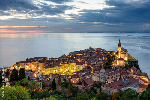 Fotografia Panoramic view of Adriatic sea and city of Piran in Istria, Slovenia