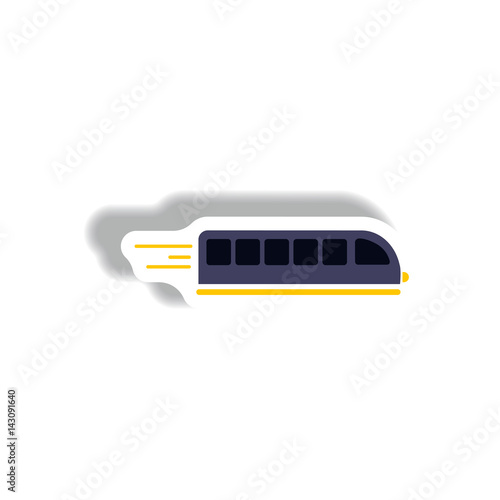 stylish icon in paper sticker style high-speed train