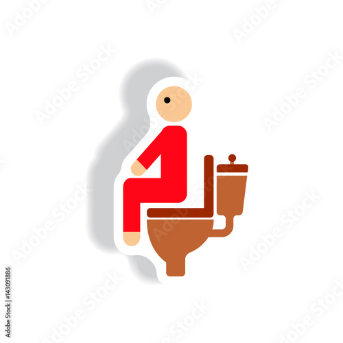 stylish icon in paper sticker style people diarrhea