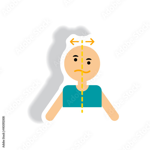 stylish icon in paper sticker style attack stroke face