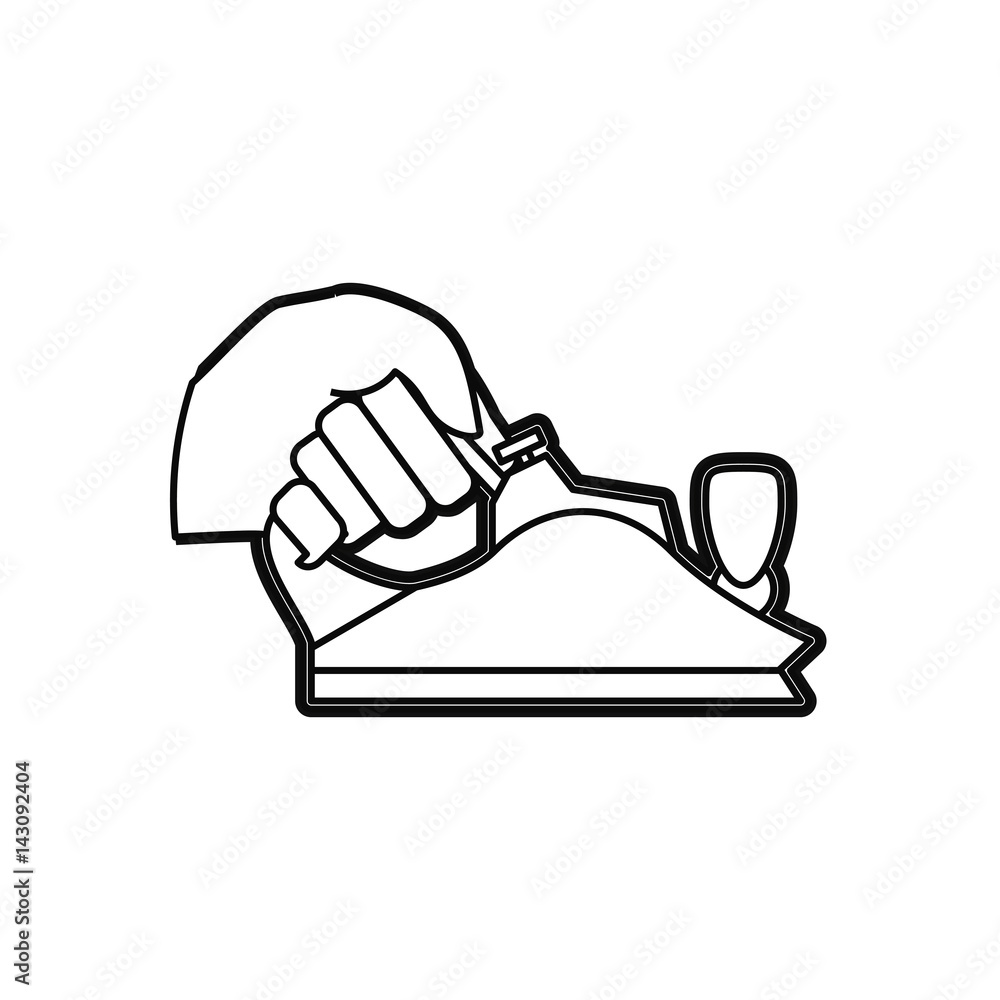 hand metal smoothing plane carpentry tool vector icon illustration