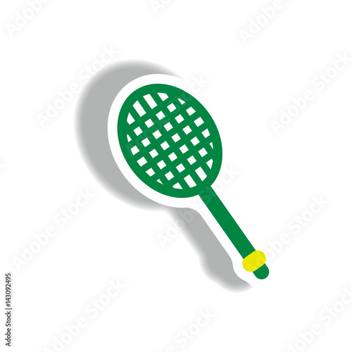 stylish icon in paper sticker style tennis racquet