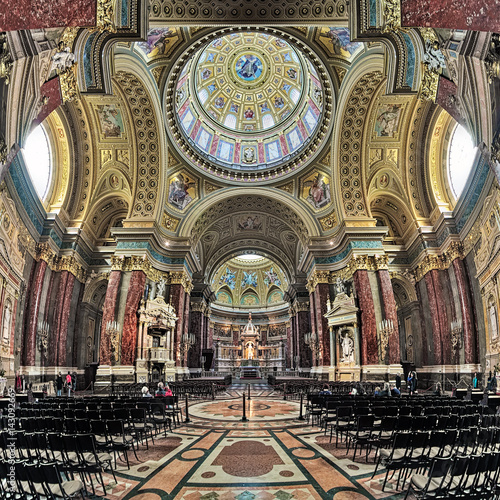 Interior of St. Stephen's Basilica (Szent Istvan-bazilika) in Budapest, Hungary