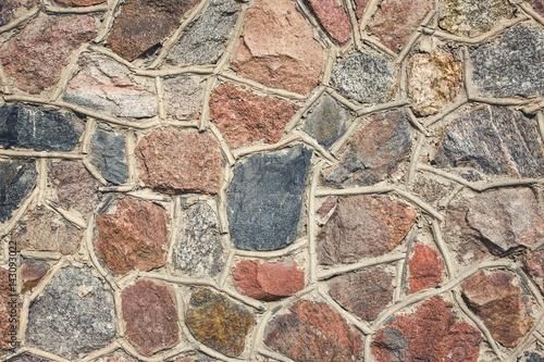 Decorative wall made of rocks.