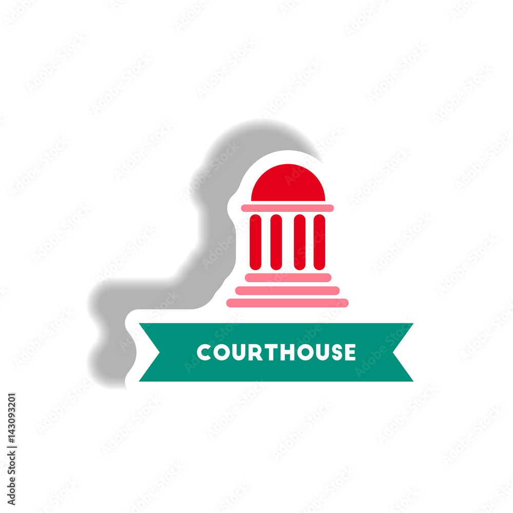stylish icon in paper sticker style building courthouse stylish icon in paper sticker style building courthouse