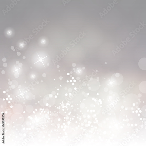 Silver Grey And White Sparkling Cover Design Template with Abstract, Blurred Background for Christmas, New Year or Other Holiday Designs 